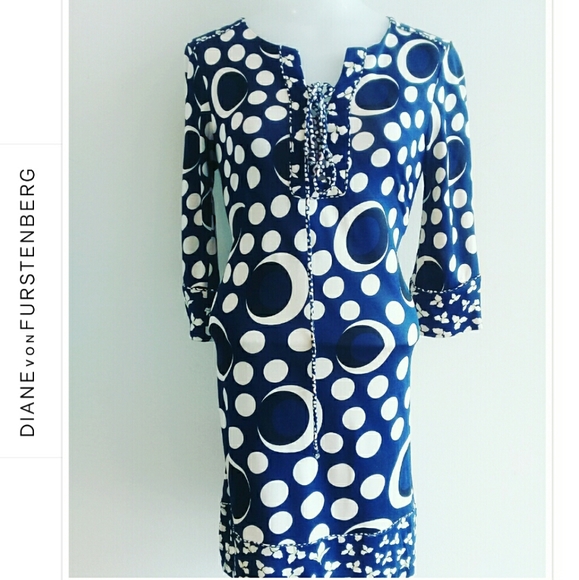 Diane Von Furstenberg Dresses & Skirts - Diane von Furstenberg Blue Abstact Silk Dress